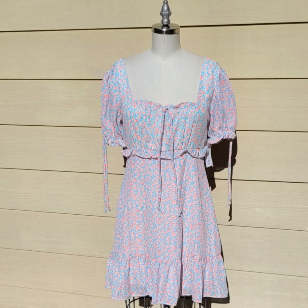 City Vibe shirt sleeve mini A-line floral dress